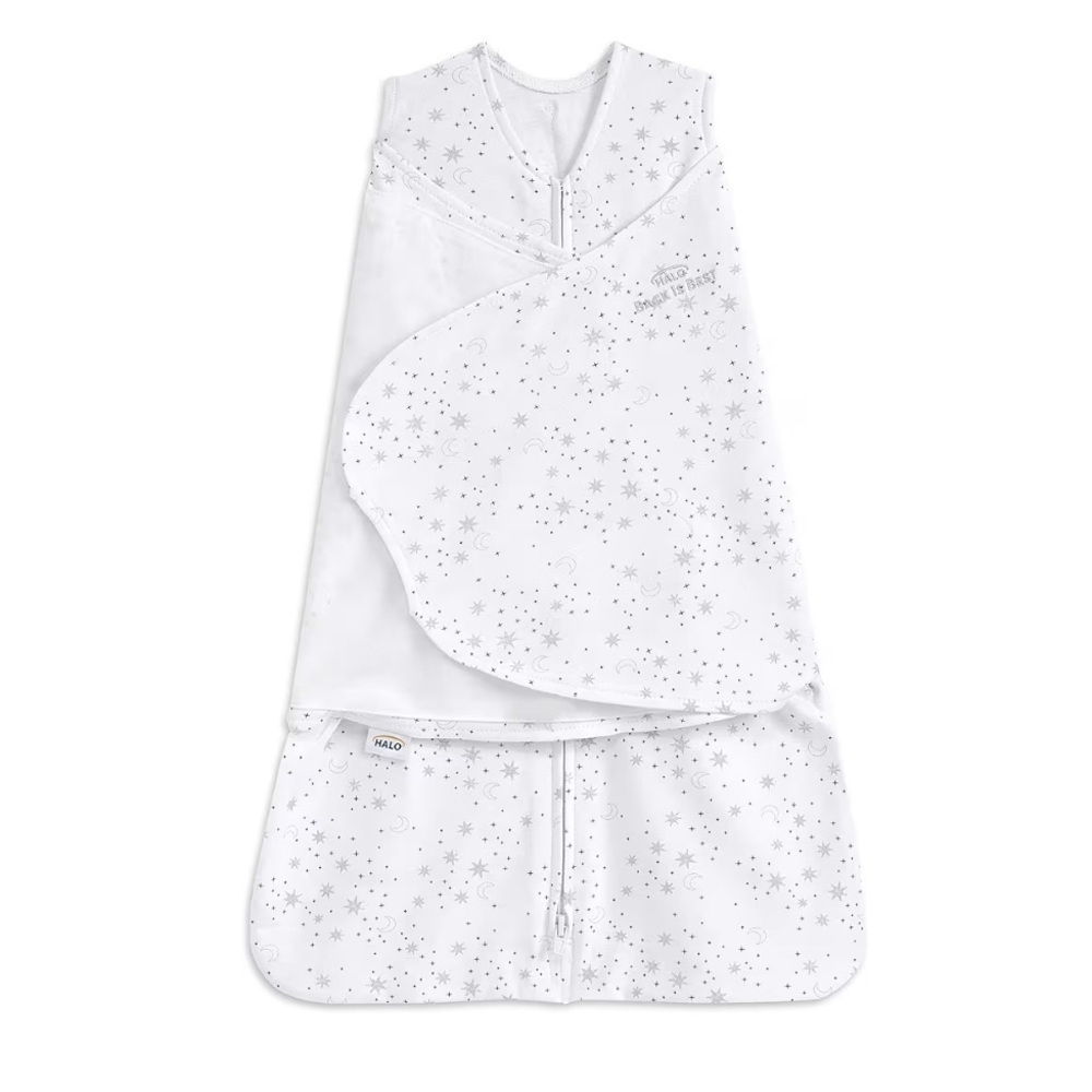 HALO White Baby Sleep Sack with Gray Star Print